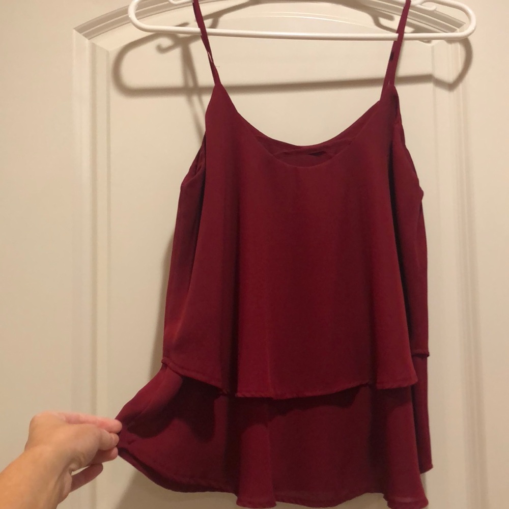 Red layered tank top